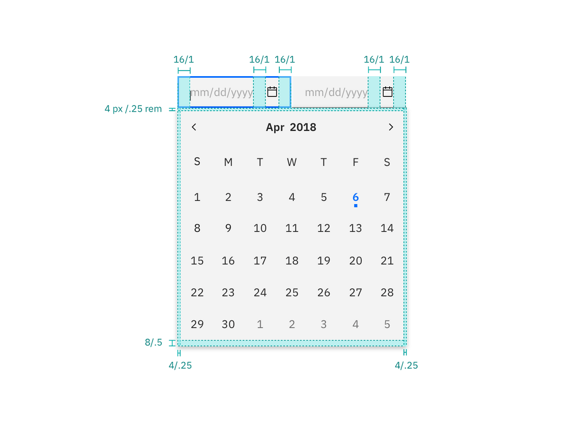 Spacing for date picker